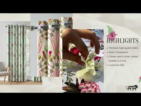 Pistacho Rose Twist Curtains Set of 2