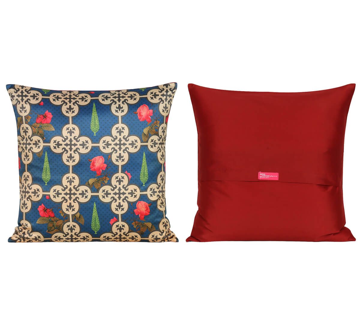India Circus by Krsnaa Mehta Clover Knotty Satin Blend Cushion Cover Set of 5