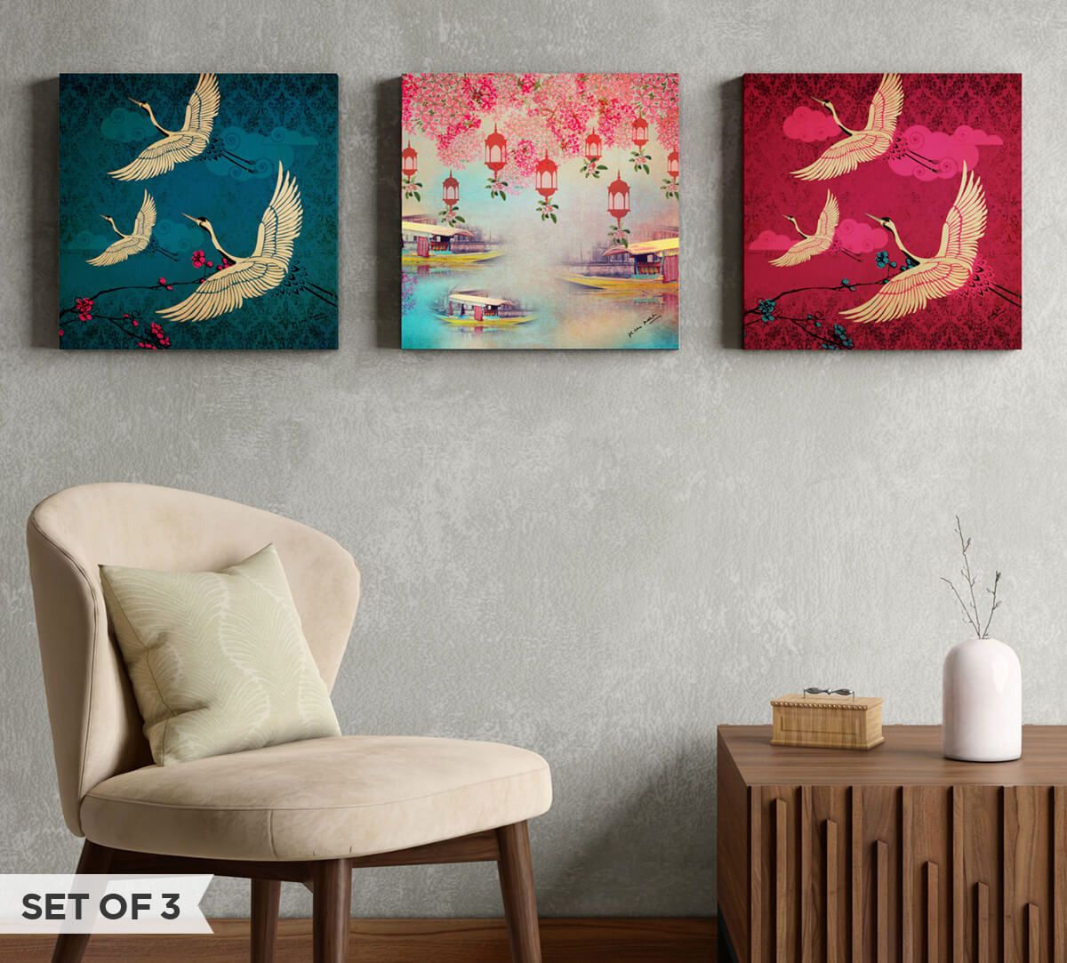 India Circus by Krsnaa Mehta Lakeside Crane Flight Canvas Wall Art