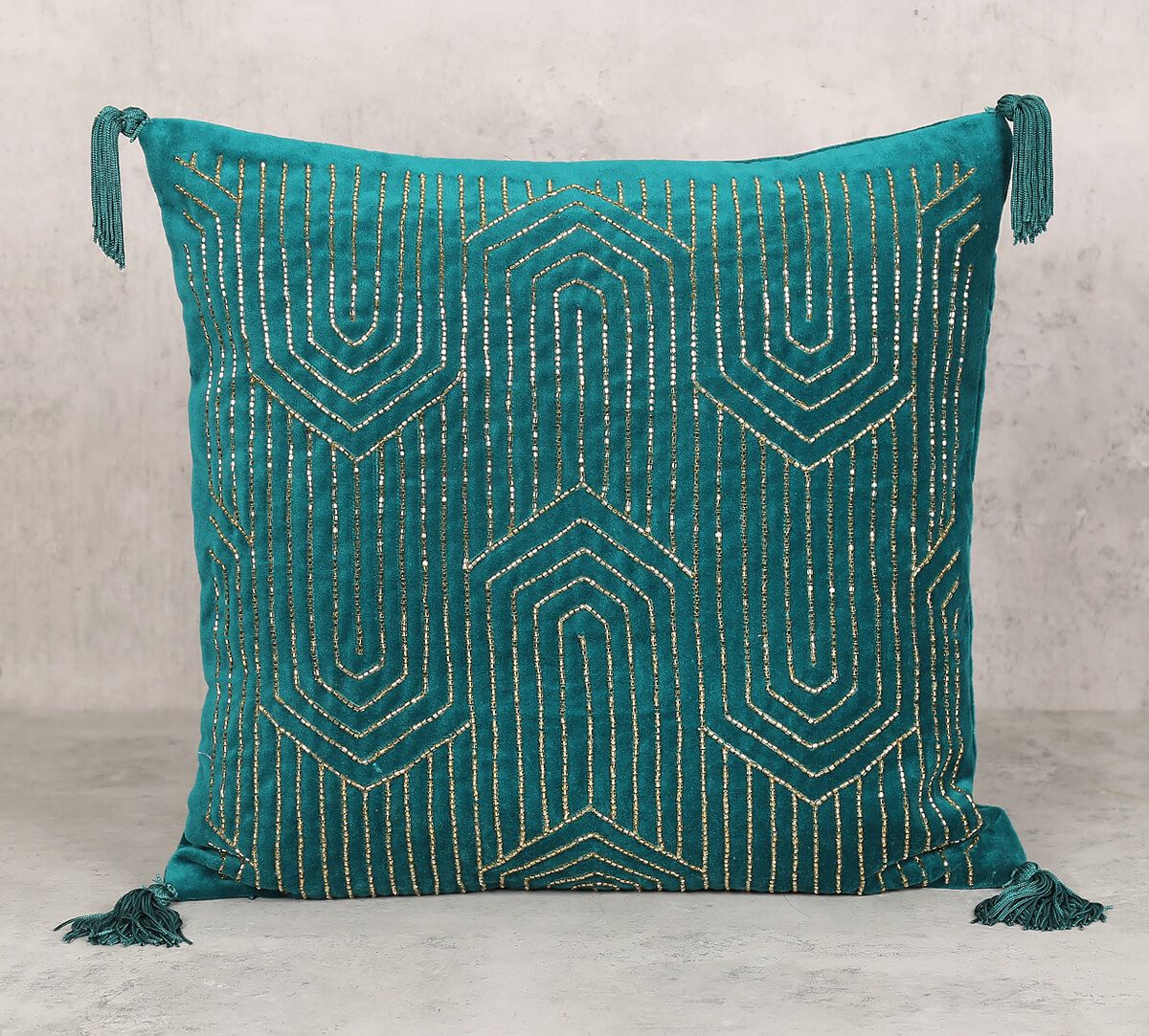 India Circus by Krsnaa Mehta Prussian Luxurious Drape Cushion Cover