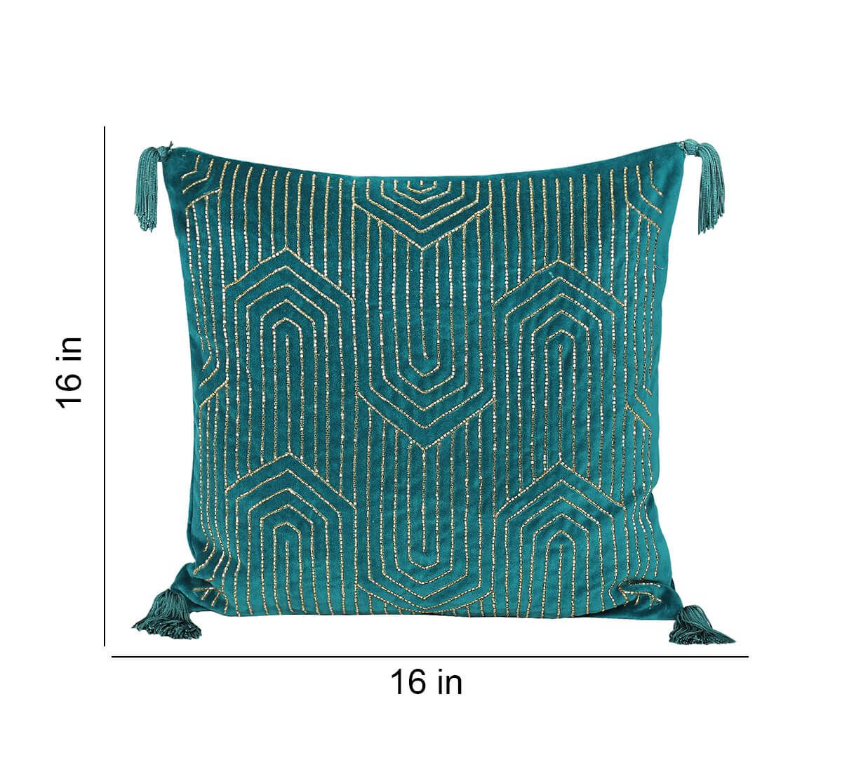 India Circus by Krsnaa Mehta Prussian Luxurious Drape Cushion Cover