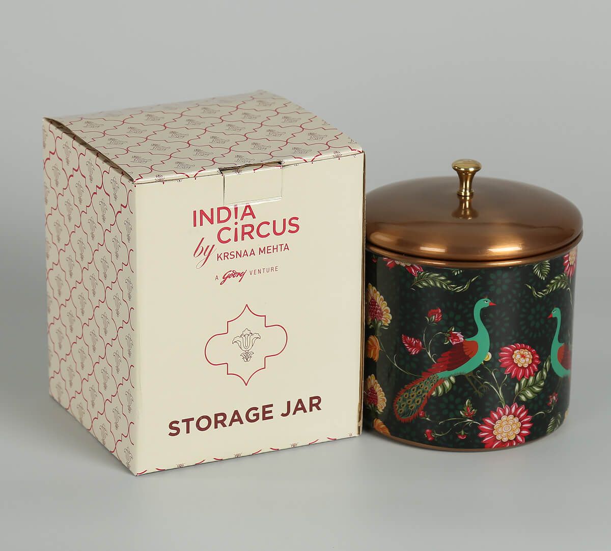 India Circus Feathers & florals Storage Jar
