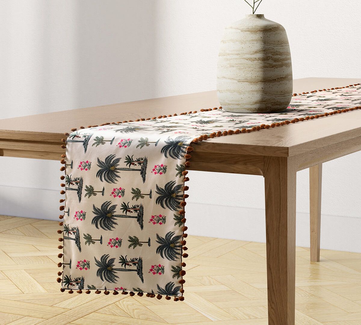 Chevron Palms Micro Velvet Bed and Table Runner