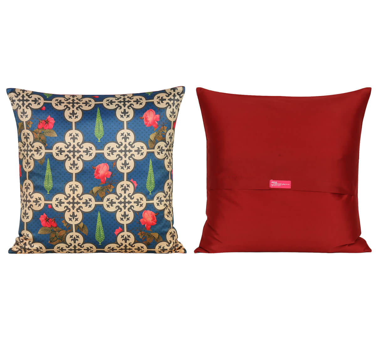 India Circus by Krsnaa Mehta Clover Knotty Satin Blend Cushion Cover Set of 5