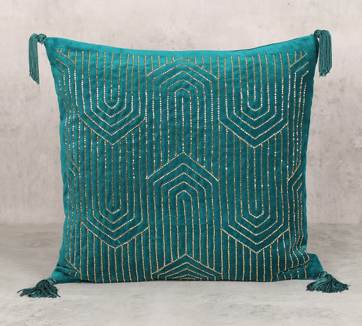 India Circus by Krsnaa Mehta Prussian Luxurious Drape Cushion Cover