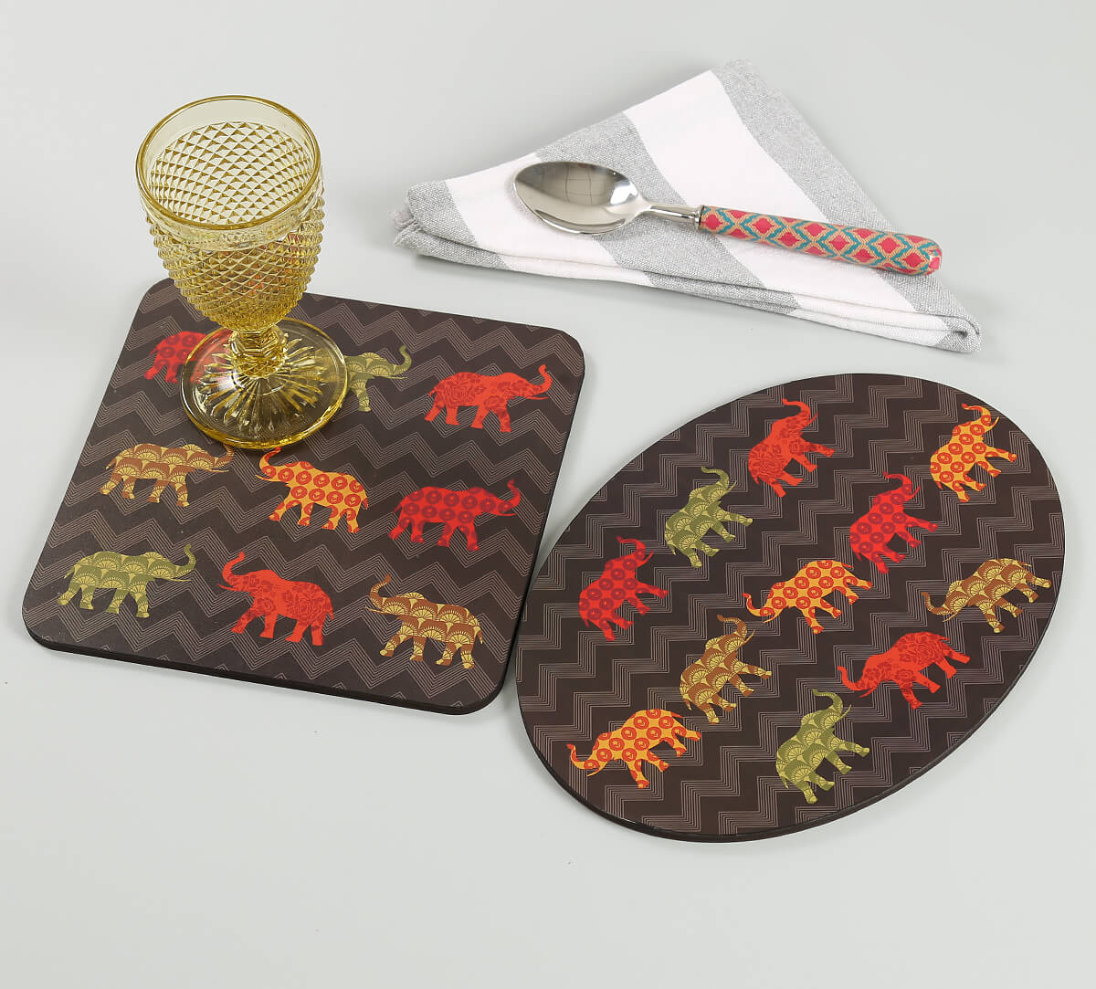 India Circus by Krsnaa Mehta Tusker Delight Trivet Set of 2