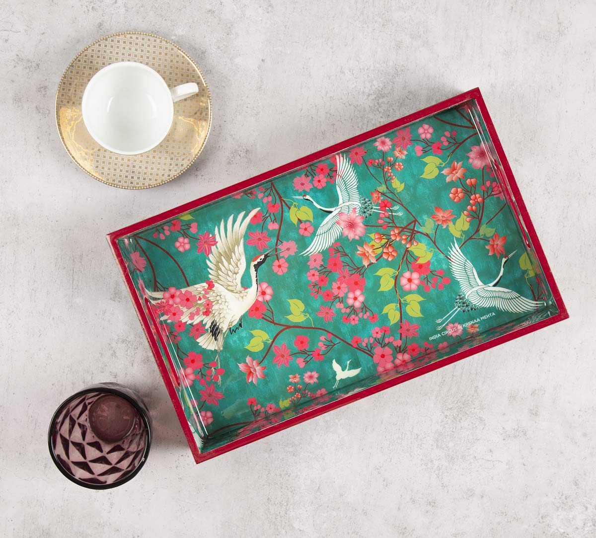 India Circus Flight of Cranes Rectangle Serving Tray